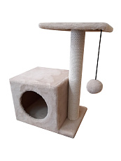 Cat House Когтеточка "Домик с боковой полкой", 58 см, хлопок